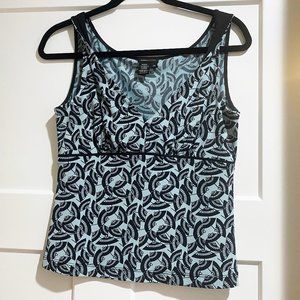 BCBG MaxAzria Blue and Black Umbrella Tank